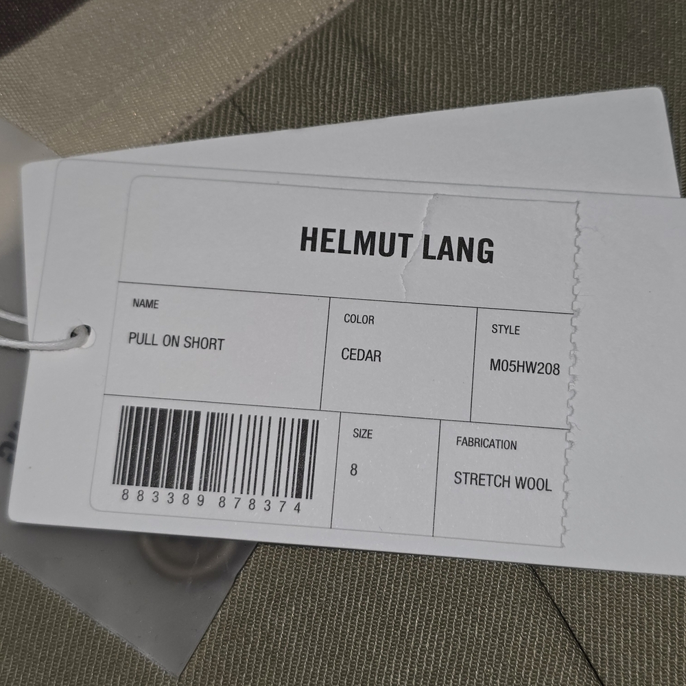 Women's Helmut Lang Logo Band Pull On Shorts In Ceder Stretch Wool Size 8 - Picture 10 of 10